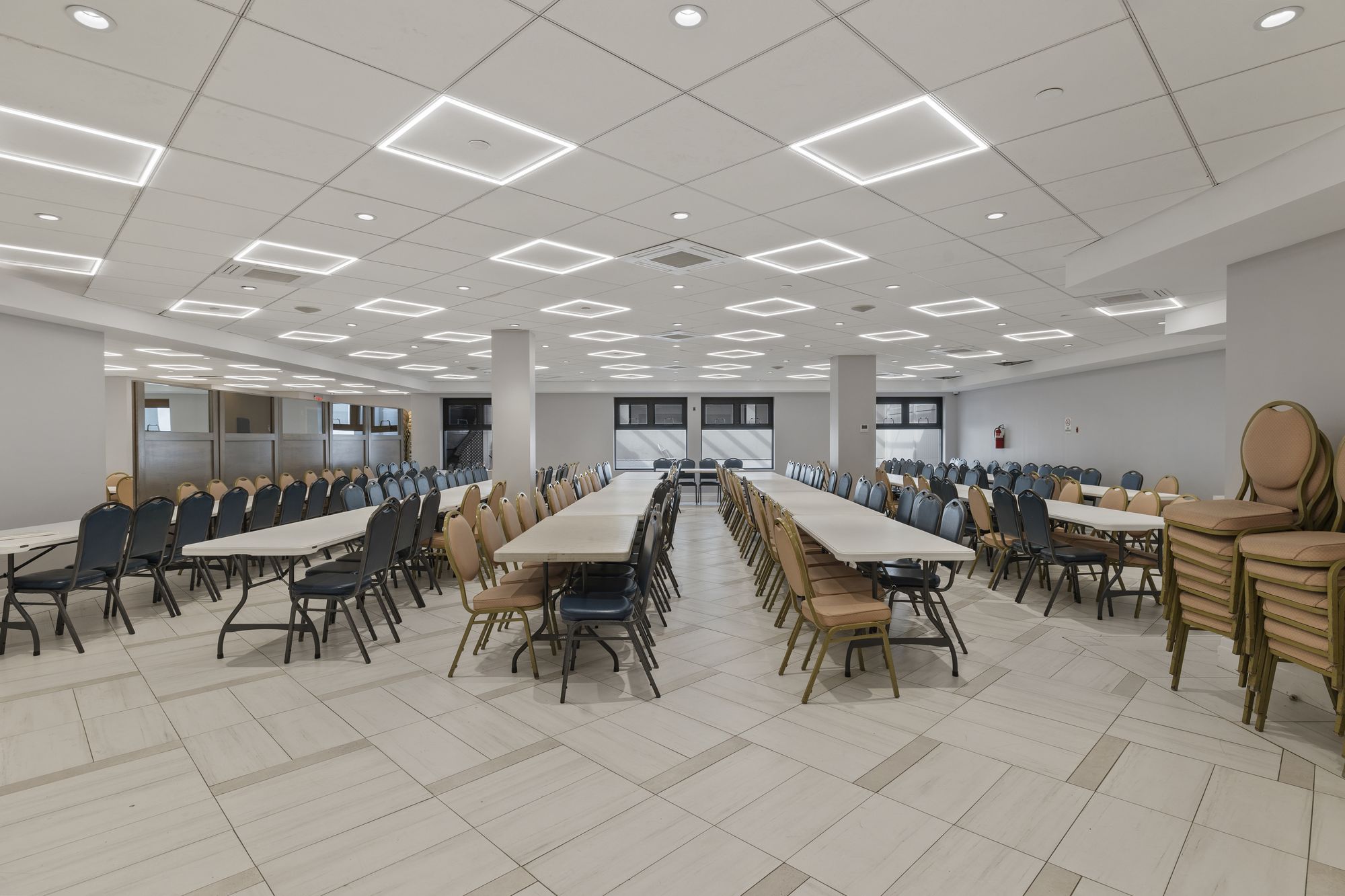 Lower hall set for seating
